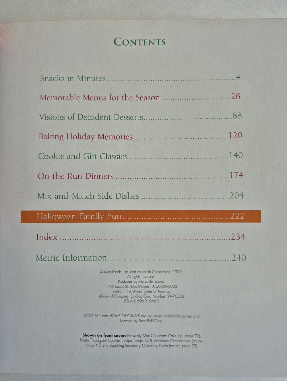 Vintage Cook book. 240 pages holiday cookbook Kraft foods 1999. - Picture 4 of 7